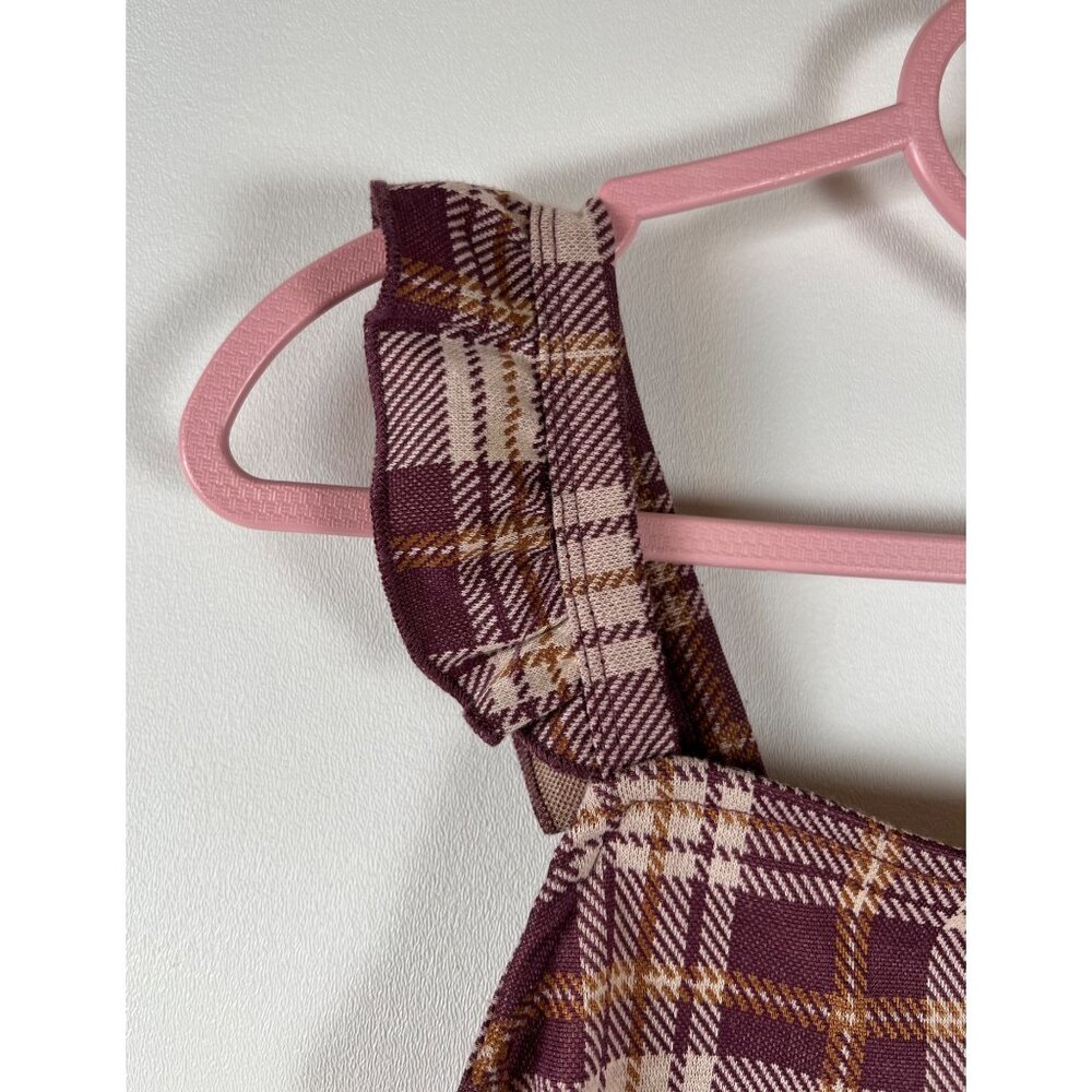 Pinky Plaid Flutter Dress - Picture 2 of 8